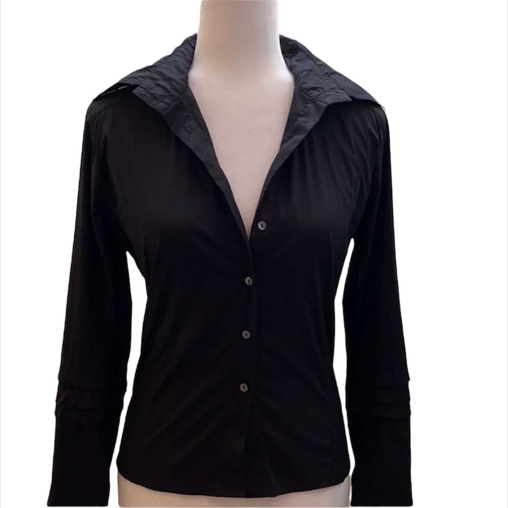 Via dei ciclamini Italy long sleeve dress shirt black button up classic top